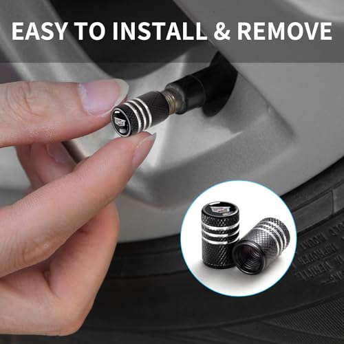 Tire Valve Stem Caps for Cadillac CT5 CT6 XT5 XT6 Metal Car Wheel Air caps Auto Valve Stem Caps Accessories 4 Pcs Black - color: red-6915