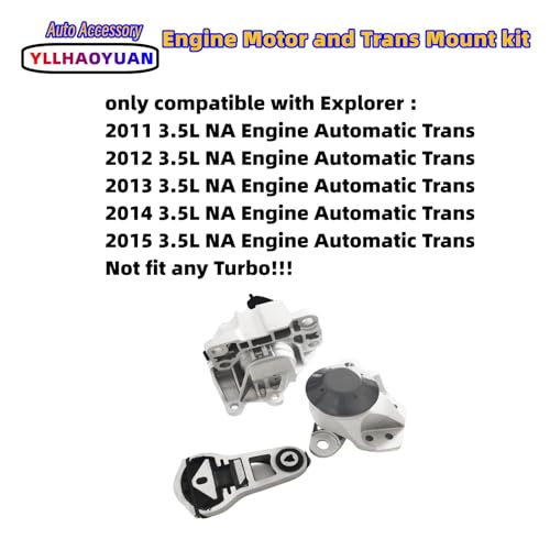 Yllhaoyuan Set of 3 Motor Mounts for Explorer 3.5L NA (Non-Turbo) 2011-2015 - size: 2011-2015 Explorer 3.5L