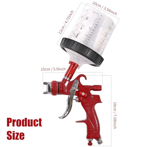 HVLP Spray Gun Kit with 10 Disposable 600ML Paint Cups & 5 Nozzles - color: red wine