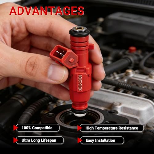 Fuel Injectors Set of 4 Compatible with Hyundai Kia 1.8L 2.0L - size: 35310-2E000