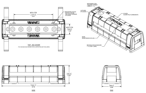 Blue Sea Systems 2718 Cover for MAXIBUS 2105/2126 - style: Cover for 250A - 12 Screw or 6 Stud