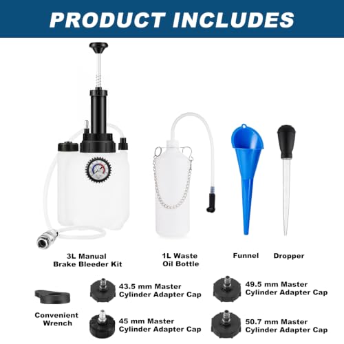 3L Manual Brake Bleeder Kit, Brake Bleeder Fluid Pump, Brake Bleeder Tool - size: Brake Fluid Bleeder Kit - 3L