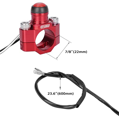 CNC Universal Engine Stop Start Kill Switch Button for 22mm Handlebar - RED - color: Red, size: with Mounting Backplate