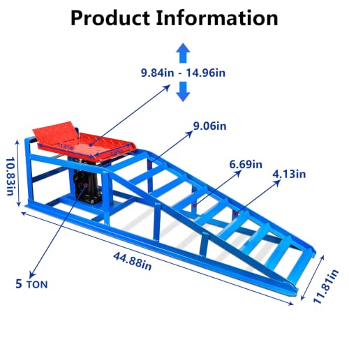 2PCS 5T 11060lbs Hydraulic Car Ramps for Home Garage Oil Changes - color: Red Blue