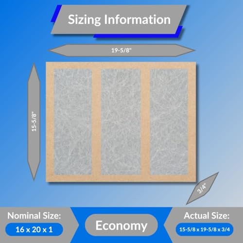16x20x1 Fiberglass Air Filters, 6-Pack, AC & Furnace, Glasfloss - size: 16x20x1