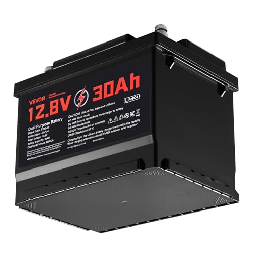 VEVOR 12V 30Ah LiFePO4 Dual Purpose Battery, 600CCA BCI Group 47 Deep Cycle & Starter Lithium Battery, Built-in Smart BMS, Automotive Start-Stop for RV, Marine, Trolling Motor, Car & Engine Starting - style: Group 47 30Ah 600CCA
