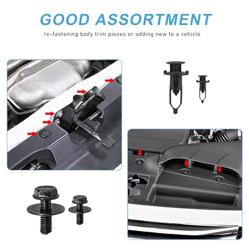 Ohleats 35 PCS Car Engine Under Cover Splash Shield Guard Body Bolts, Auto Bumper Extruded U-Nuts Clips Kit, Fender Liner Push Retainer Fastener Rivet Clips, Car Accessories - color: 35 PCS