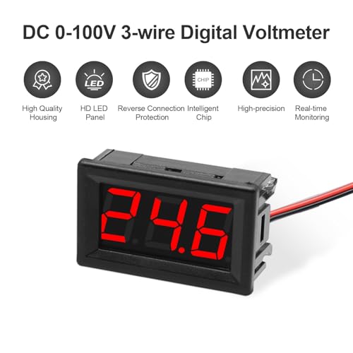 Exqutoo 2팩 DC0-100V 미니 전압계 전압 테스터 DC 전압 게이지
