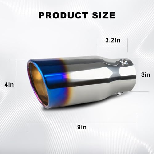 Mupera 1.5"-2.5" Exhaust Tip Adjustable, 4" Outlet, 9" Long - size: 1.5-2.5" Inlet 4" Outlet 9" Length B Silver