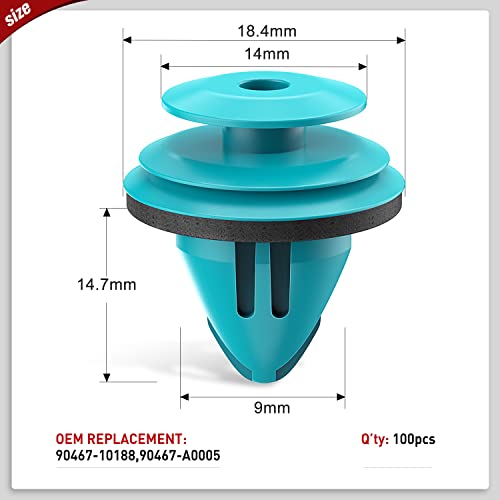 Nilight 100PCS Trim Door Panel Retainer Clips, Car Push Fastener Clips for Corolla Camry Sequoia Tundra Tacoma, Replace 90467-10188,90467-A0005 9mm Hole 1PC Bonus Fastener Remover - color: For Toyota Lexus Scion