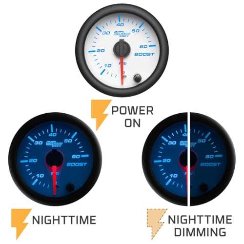 GlowShift White 7 Color 4-Gauge Diesel Truck Set, 2-1/16" 52mm