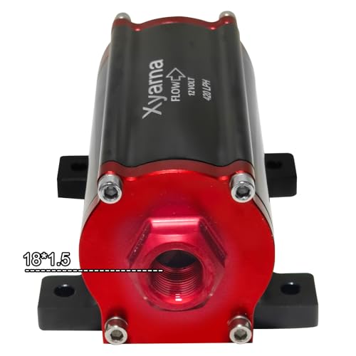 12-170 100 GPH Universal In-line Electric Fuel Pump Inline Fuel Filter 100 Micron with 6AN 8AN 10AN Adapter&Bracket Clamp 50MM Universal - color: 12-170 100 GPH