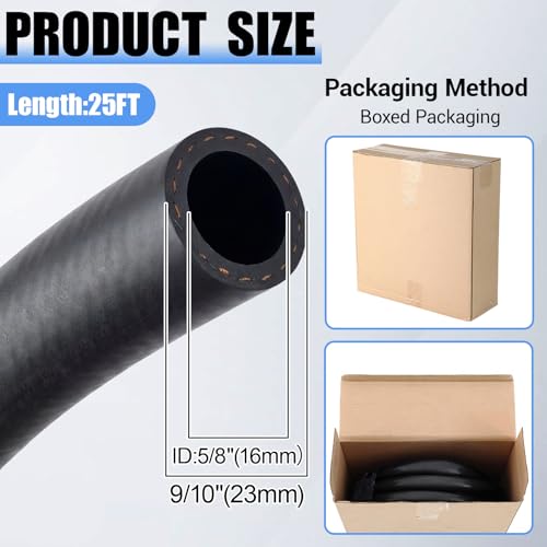 Outus 5/8", 25ft EPDM Heater Hose, 85PSI Black Coolant Hose Automotive - size: 5/8", 25FT