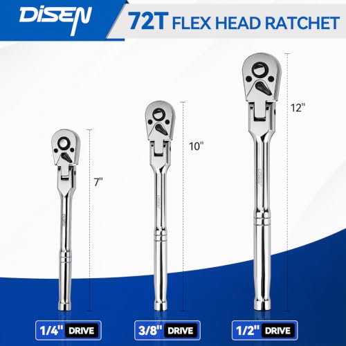 DISEN 3-Piece Flex-Head Ratchet Wrench Set - color: 72t Flex-head Stubby Ratchet Set
