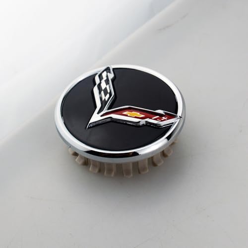 1Pc 2014+ C7 Corvette Stingray Center Caps w/Crossed Flag Logo Trim Set 23217059 (Chrome) - color: Chrome