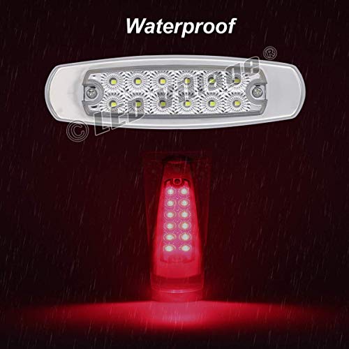 20x 12V DC Rectangle 6.4 Inch Clear Lens Red Super Bright LED 12 SMD Clearance Lamp Flush Mount Side Maker Lights Chrome Bezel Trailer RV Truck Universal (20 pcs) - color: Clear/Red Pack of 20