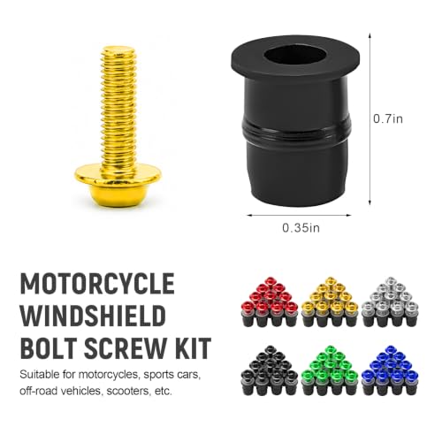 10PCS Motorcycle Windshield Bolt Kit, M5 Motorbike Fairing Bolts Nuts (Golden) - color: Golden