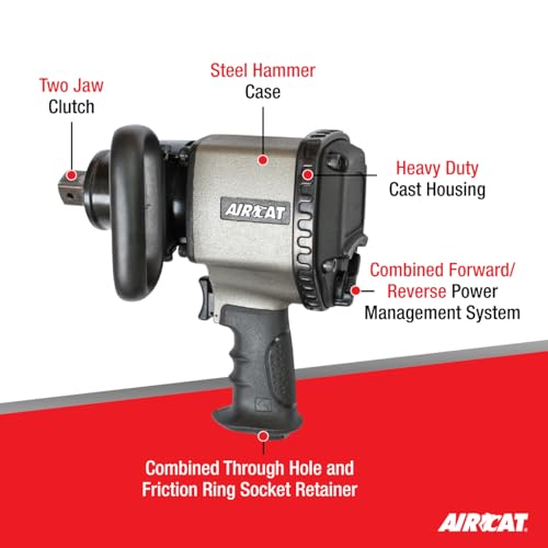 AIRCAT 1890-P 1" Two Jaw Pistol Grip Impact Wrench, 2,000 ft-lb Max Torque