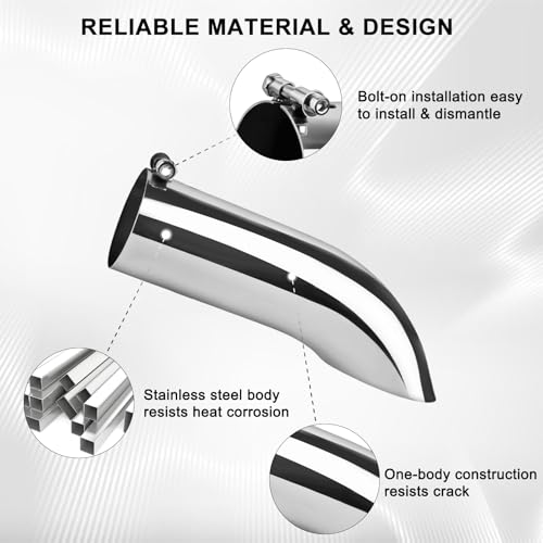 Mupera Universal 3.5 Inch Turn Down Exhaust Tip, 3.5" Outlet, 12" Long - size: 3.5" Inlet 3.5" Outlet 12" Length Silver