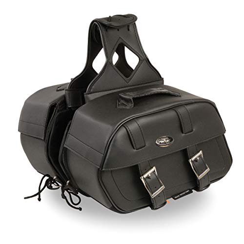 Milwaukee Leather PVC 2-Strap Throw-Over Easy Zip off and off Motorcycle Saddlebags - LG - color: SH611ZB-BLACK, size: Large