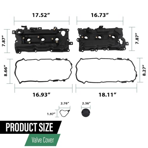LQI Engine Valve Cover w/Gasket Left and Right, Black - size: Fit Murano 2009-2014/Quest 2011-2014