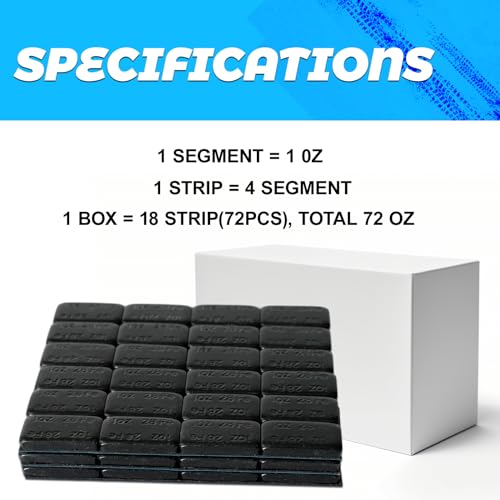 Black Adhesive Stick on Wheel Weights, 1oz Tire Balancing Weights, 72pcs - color: Black
