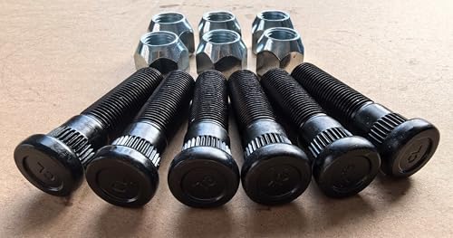 6pcs 9/16"-18 x 2.32 in. UHL Length 0.622 in. Knurl Press-in Wheel Studs with Lug Nuts Replacement for 5,200 to 7,000-lb. Trailer Axle Trailer Hub