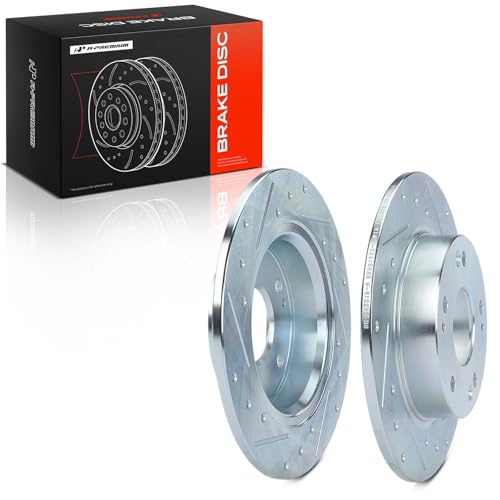 A-Premium 10.24 inch (260mm) Rear Drilled and Slotted Disc Brake Rotors - style: Rear Drilled and Slotted