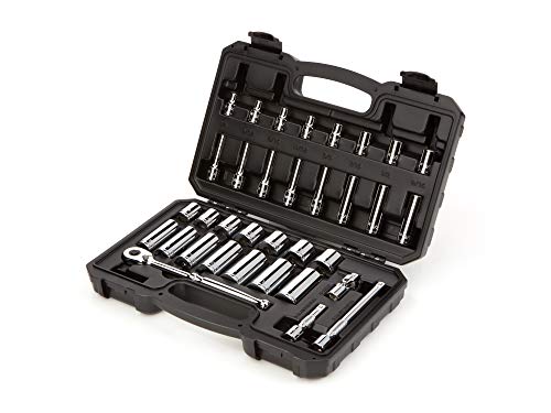 TEKTON 3/8 Inch Drive 6-Point Socket and Ratchet Set, 34-Piece (1/4-1 in.) | SKT15101 - size: 34-Piece (1/4-1 Inch)