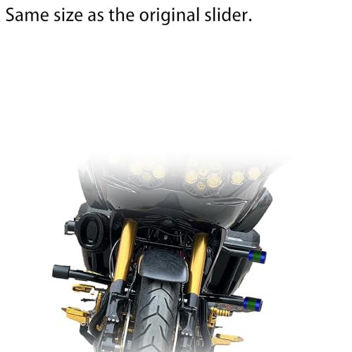 Motorcycle Crash Bar Guard CNC Slider Engine Guard Collision Protector with Green Carbon Fiber Fit for Harley 2024 CVO Road Glide ST,2PCS (Blue) - color: Blue