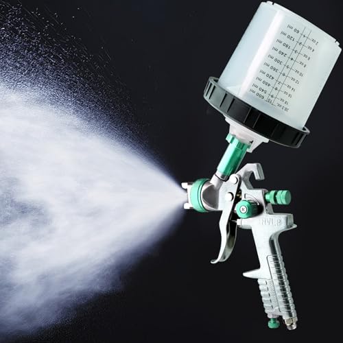 Paint Sprayer with Paint Mixing Quick Cup, HVLP Spray Paint Gun Kit Contain 1.4 1.7 2.0 MM Nozzles 10 Disposable 600ML Cups for Car Furniture Fence Painting (Green) - color: Green