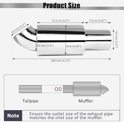 Catekro Exhaust Muffler 2.5" Inlet 3" Outlet 11" Length Universal