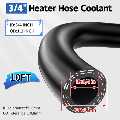 3/4 Heater Hose, 10FT SAE 20R3 EPDM Hose for Automotive Coolant Systems - size: 3/4''-10FT
