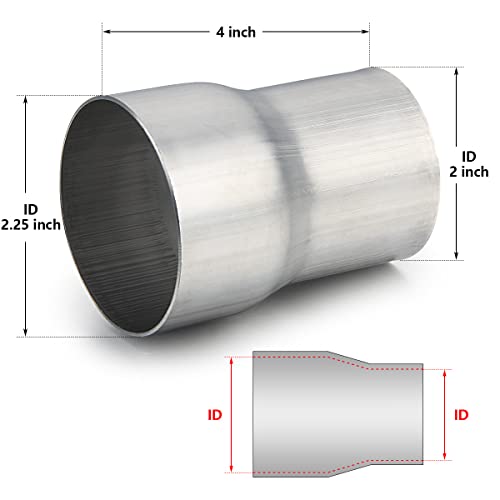 A-KARCK Exhaust Adapter Connector 2" ID to 2.25" ID, Exhaust Pipe Reducer 4" Overall Length 304 Stainless Steel - size: 2" ID to 2.25" ID