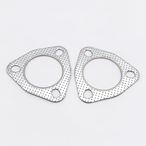 2.25 Inch Exhaust Gasket 3-Bolt Flange 58mm Graphite w/Fire Ring 2 Pcs - size: 2.25 in