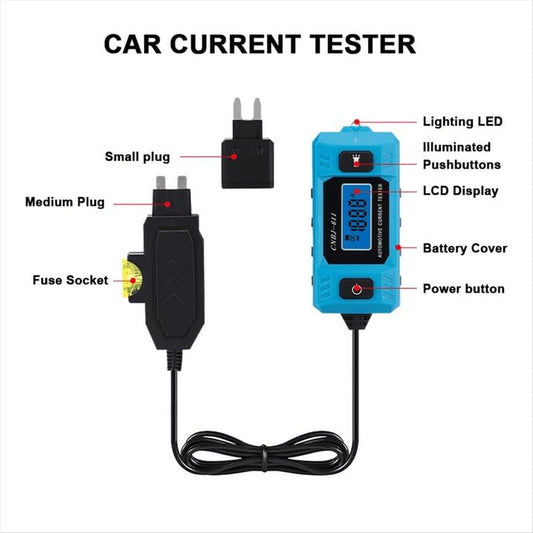 Automotive Circuit Fault Probe Tester, High-Precision Current and Circuit Tester, ABS/PC 1PC Design, 20A 48V Fuse Blade Checker with LCD Screen and Front Light
