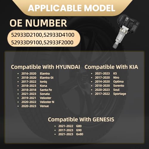 Tire Pressure Monitoring System Sensor (TPMS) 433 Mhz 4-pc 52933D2100