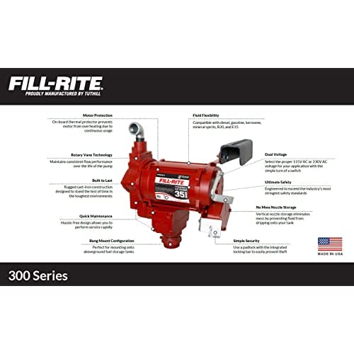 Fill-Rite FR311VB 115V/230V 35 GPM Fuel Transfer Pump with Mechanical Meter Package (Gallons) - Heavy-Duty Electric Pump with High Flow Rate and Durable Construction - style: Mechanical Meter (Gallons)