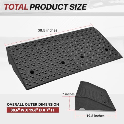 7" Rise Rubber Curb Ramp for Forklift, Driveway Sidewalk, Heavy Duty Car - size: 7" Rise