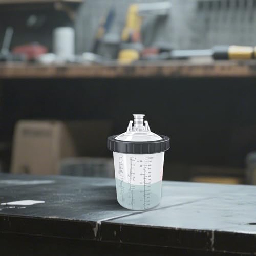 Disposable Paint Spray Gun Cup System for HVLP Paint Spray Paint Gun, Standard 27 Ounce (800ml) Kit with 50 Cups and Lids, 1 Hard Paint Mixing Cup with Retainer Ring and 20 Plugs. - color: Dis-800m1-50pcs