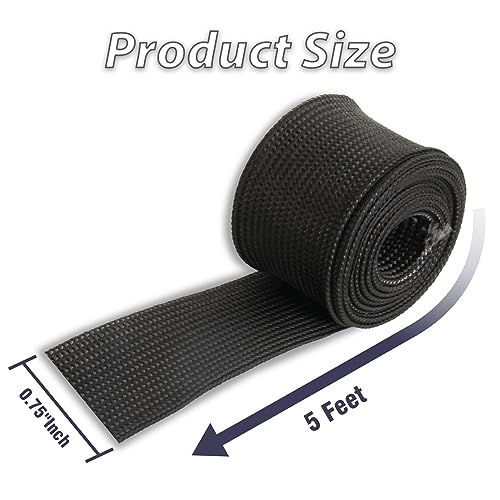 Fiberglass Heat Shield Sleeve Adjustable Hose Heat Spark Plug Wire High Temp(5 Feet-0.75''Inch/20MM) For Exhaust Insulation Thermal Wrap Roll Car Brake Line Cable Protection Tape Black - size: 3/4''x 5 FT