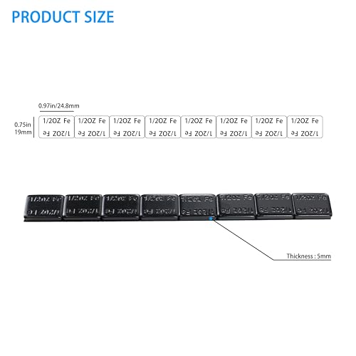 WW-050SBb Wheel Adhesive Stick-on Weight Slim Style 1/2 oz 192 pcs - color: Black, size: 0.5oz - 192 pcs