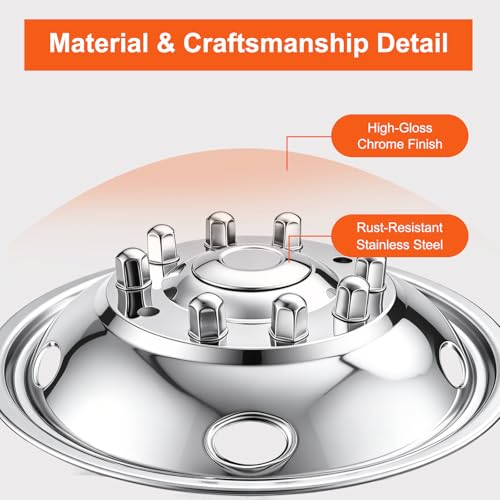 CIRONBOW 19.5" 8 Lug 5 Holes,Wheel Simulators,Stainless Steel Bolt Kit,Fit for Pick-up Trucks Vans RV Hub Caps Rim Skin Chrome Cover Parts (2011 RAM4500) - size: 19.5" 8 Lug for 2011 Dodge RAM4500