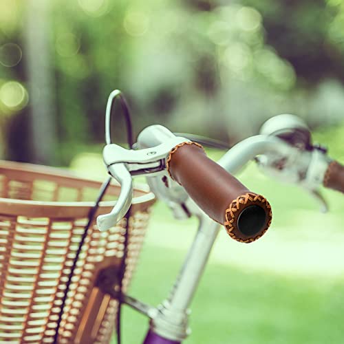 SOLODRIVE Bike Handlebar Grips, Vinyl Leather Grips for Beach Cruiser Bike - color: Deep Brown