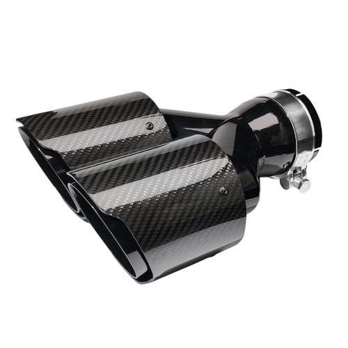 Dual Carbon Fiber Exhaust Tips 2.75 inlet to 3.5" Outlet Tailpipe Fit for 70 mm Exhaust Pipe Black - color: Glossy Black, size: 2.75 INCH
