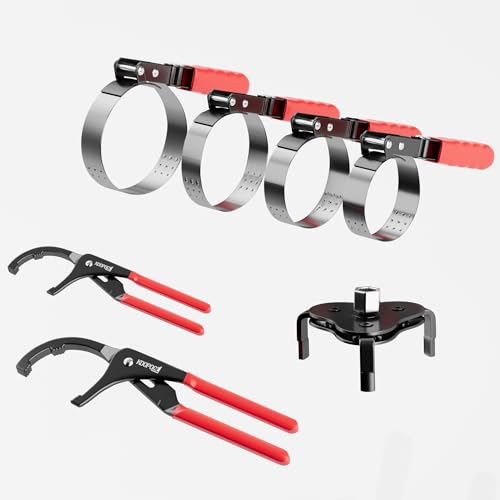 KOOPOOL 8Pc Oil Filter Wrench Set – Fits 2-3/4" to 5-1/4"
