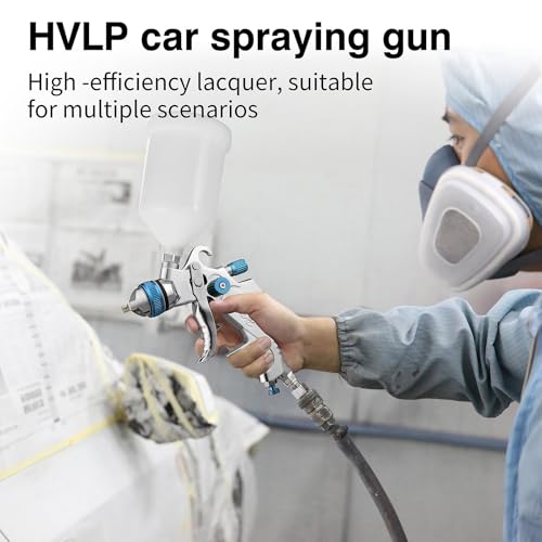 HVLP Spray Gun Kit with 1.4/1.7/2.0/2.5mm Nozzles, HVLP Air Spray Gun - color: Blue-1.4/1.7/2.0/2.5