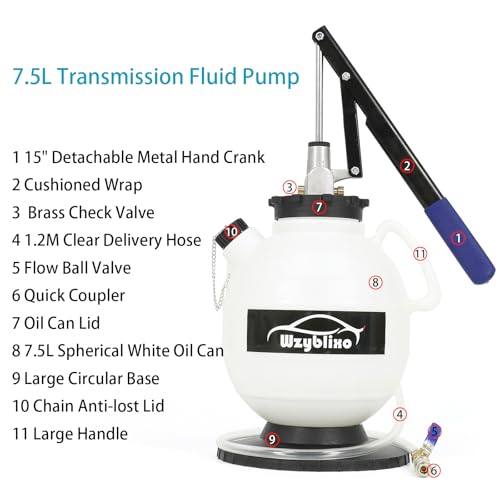 7.5L 변속기 유체 펌프 키트, 15개의 ATF 어댑터 포함, 7.6L(2갤런) 수동 ATF 리필 키트, 변속기 유체 이송 펌프(블랙) - color: 블랙.
