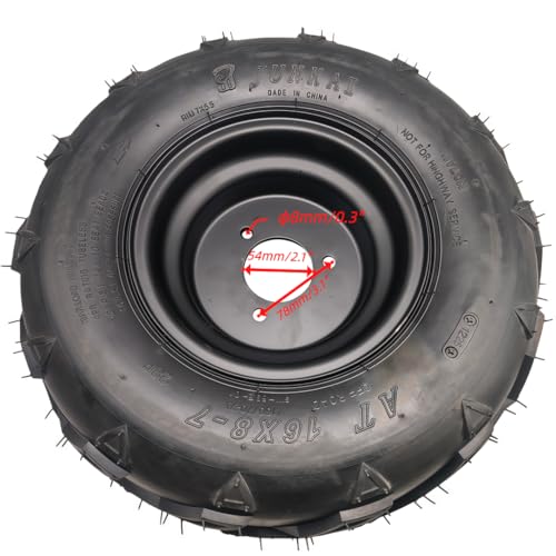 7" Left Wheel Rim Tire Assembly for 50cc 90cc 110cc 125cc ATVs & Go Karts Includes 16x8-7 Tire 79mm Bolt Rim