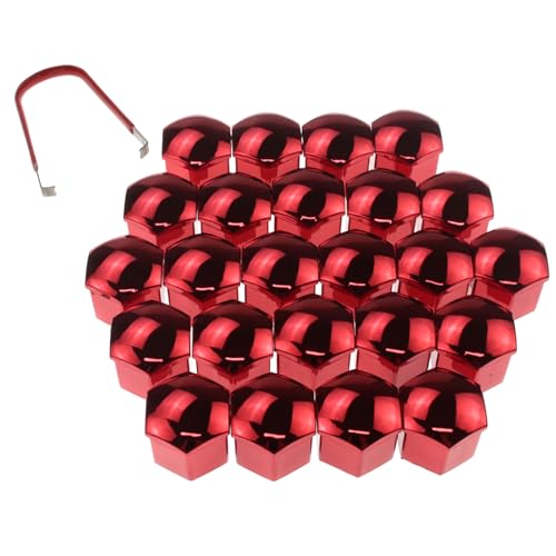 24pcs Wheel Nut Cap 17mm Wheel Bolt Nut Caps Covers,Universal Anti-Rust Car Tire Nut Caps Bolt Cover,Hexagonal Plastic Tire Bolt with Removal Tool (Red) - size: 17mm-Red